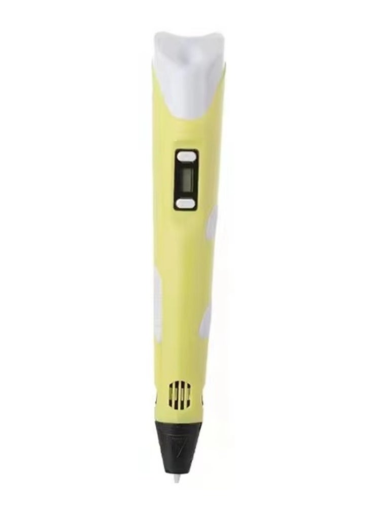 Smart And Intelligent Drawing Doodler 3D Pen With Lcd Display Adjustable Temperature And Pla Abs Filaments For Kids And Adults Yellow